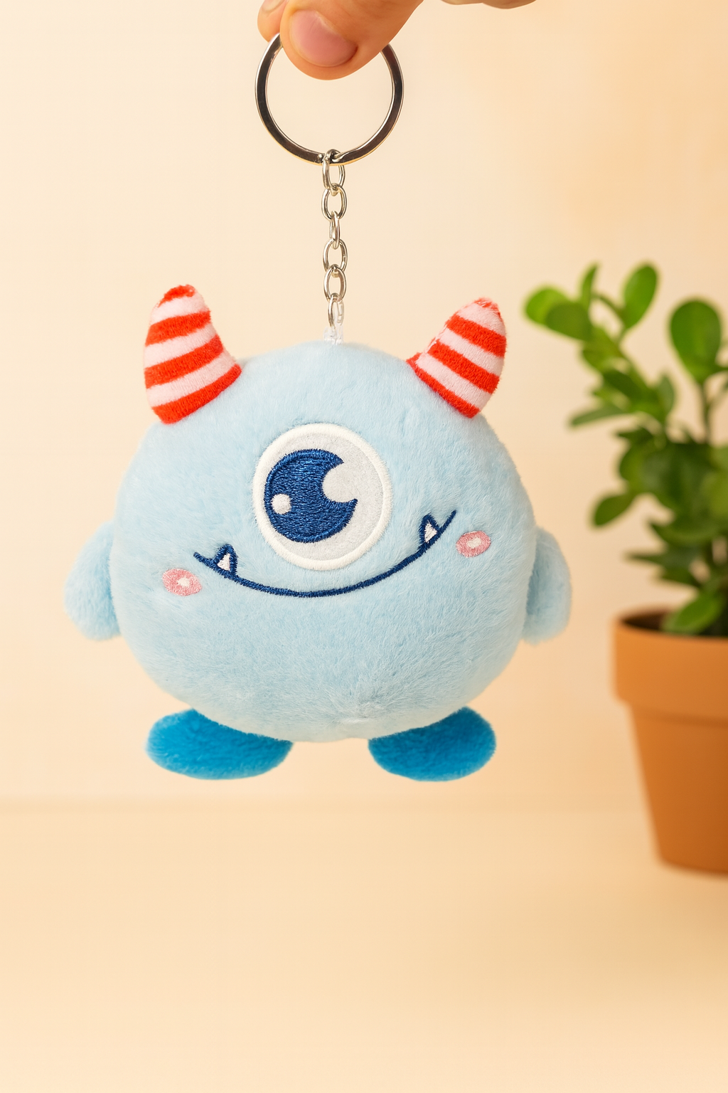 Kawaii Moon-Eye Monster Plush Keychain
