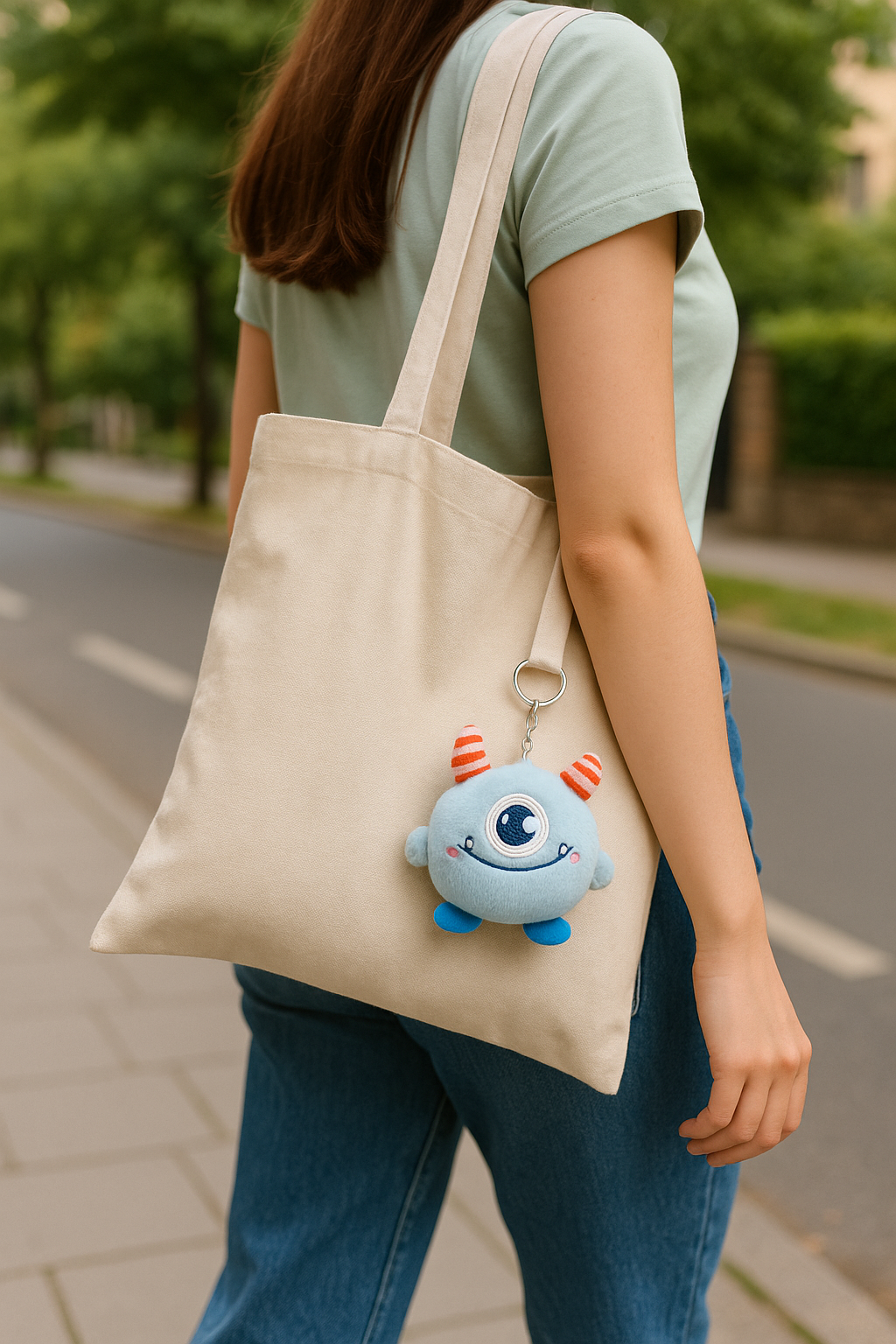 Kawaii Moon-Eye Monster Plush Keychain
