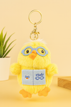 Yellow Chick Plush Keychain with Glasses