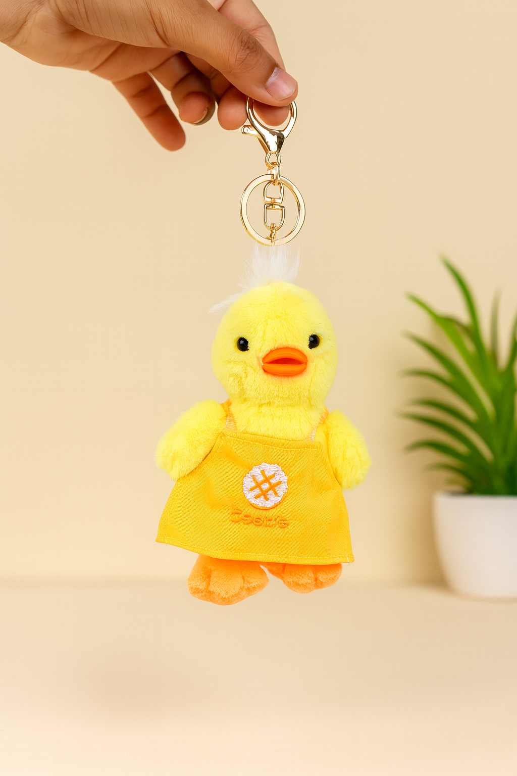 Yellow Duck Plush Keychain with apron
