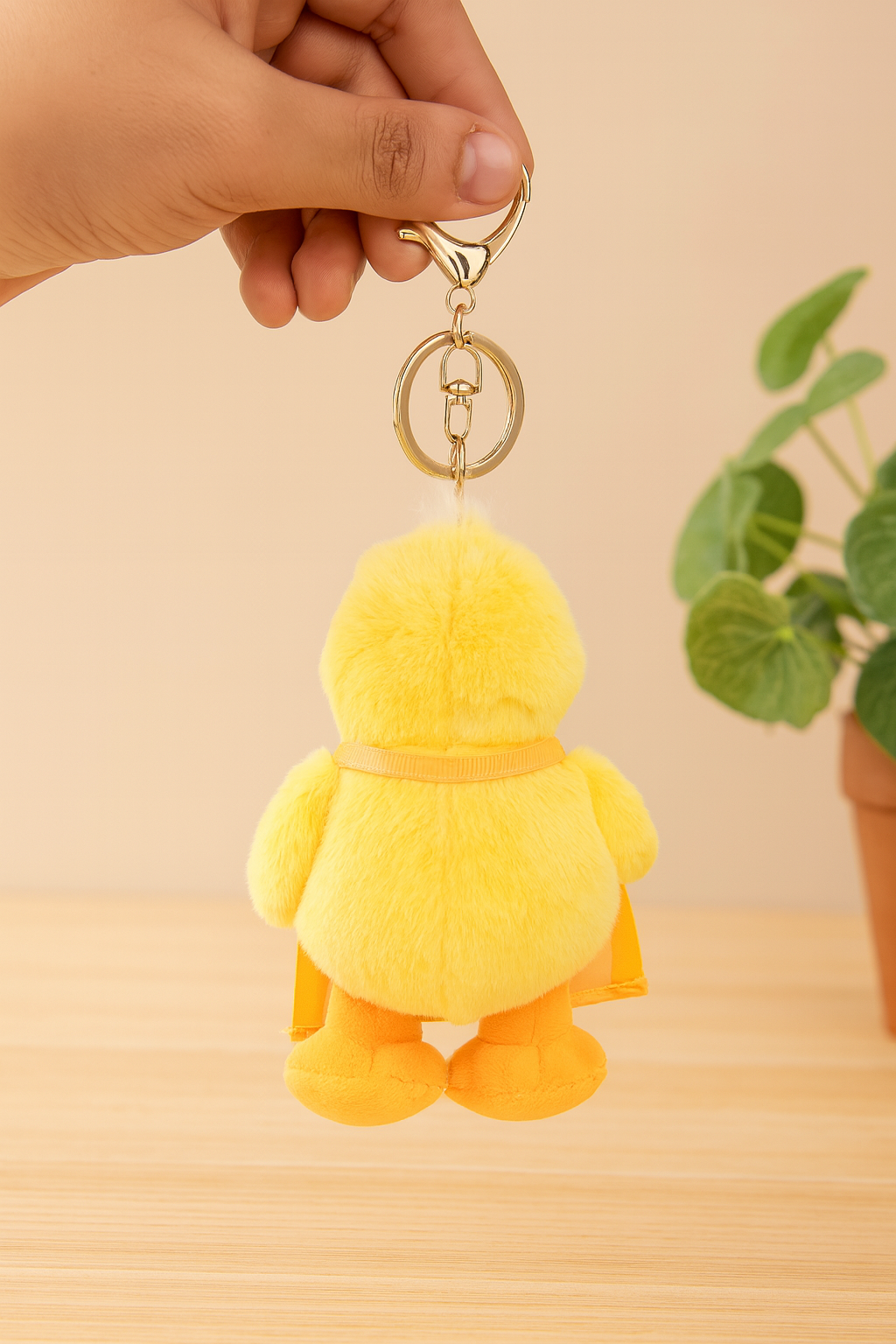 Yellow Duck Plush Keychain with apron