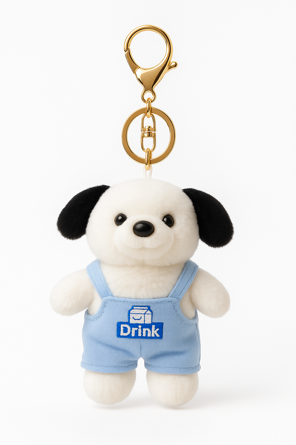 Plush Dog Keychain with Gold Clip for Bags