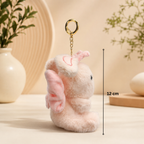 Cream Pink Bunny Plush Bag Charm with Bow & Heart Paws