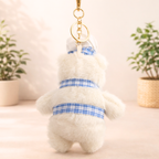 White Chef Teddy Plush Bag Charm with “Lovely” Hat & Check Apron