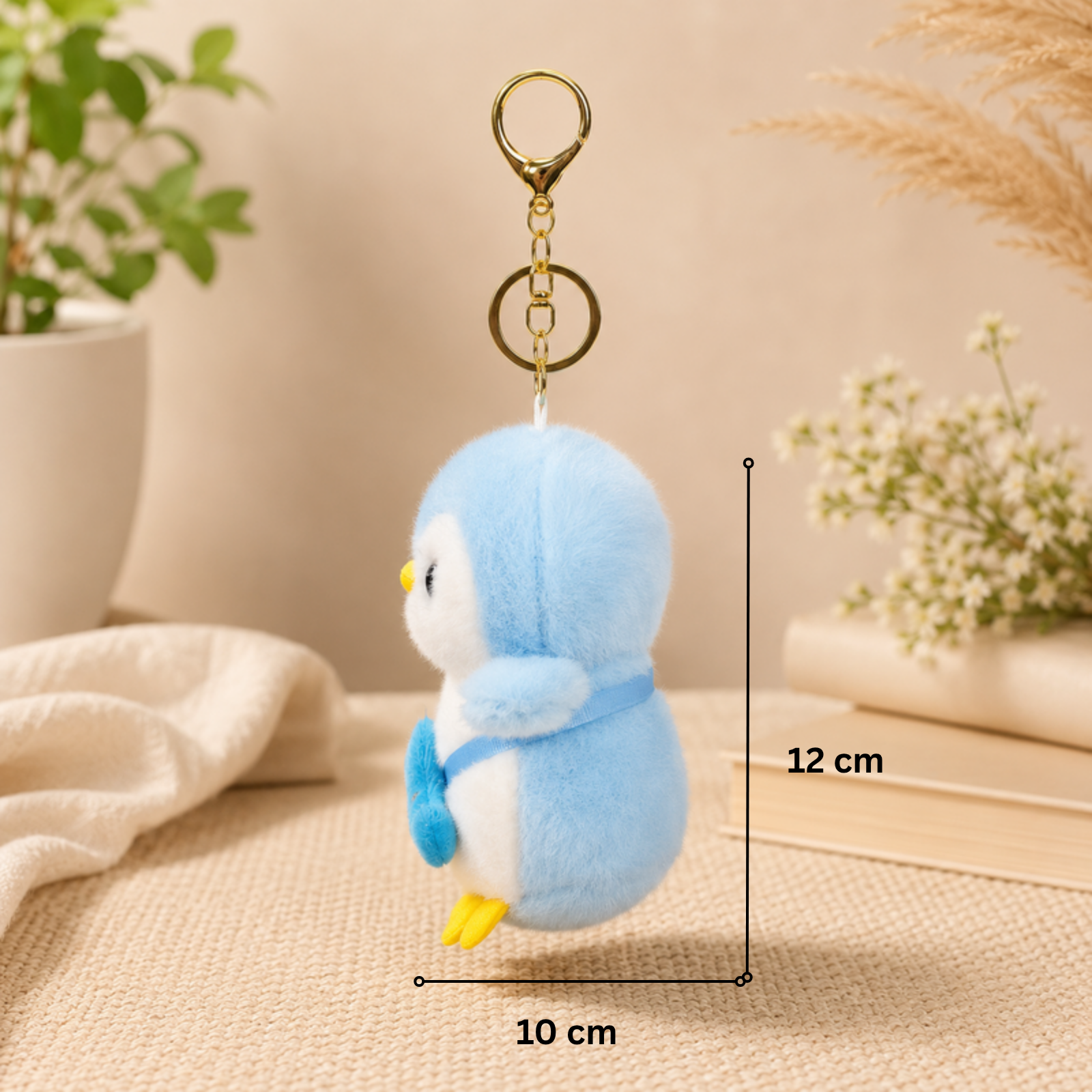Blue Penguin Plush Bag Charm with Blue Fish Pouch