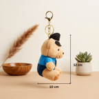 Brown Police Teddy Plush Bag Charm with Blue Uniform