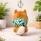 Brown Shiba Inu Plush Bag Charm with Crystal Paw & Scarf