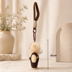 Beige Teddy Plush Keychain with Brown Overalls