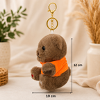 Brown Teddy Bear Plush Bag Charm with Orange T-Shirt