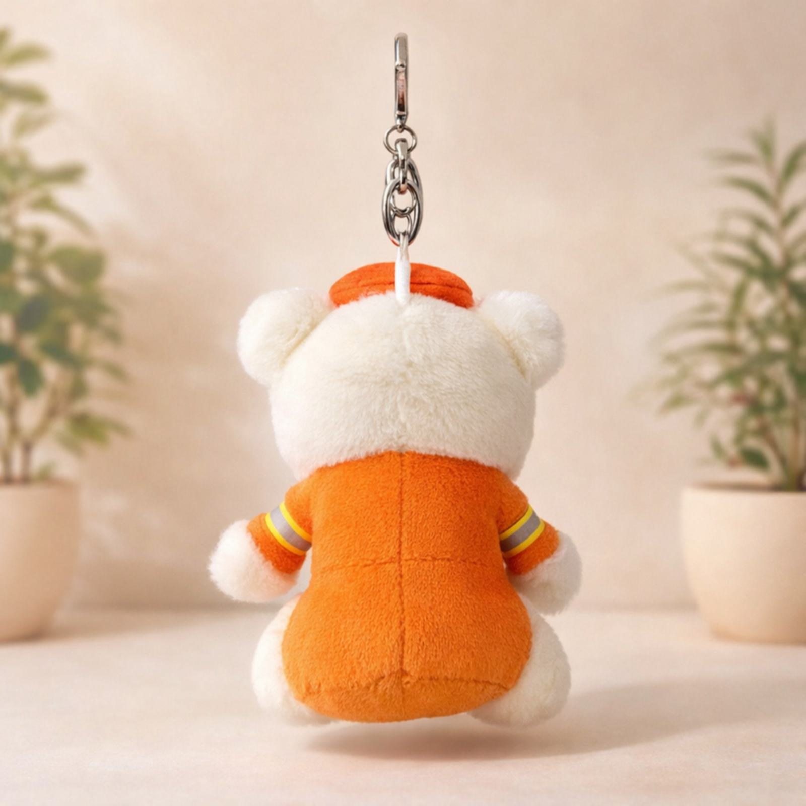 White Emergency Rescue Teddy Plush Bag Charm with Crystal Paw