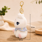 White Bunny Plush Bag Charm with Blue Cape & Tassel