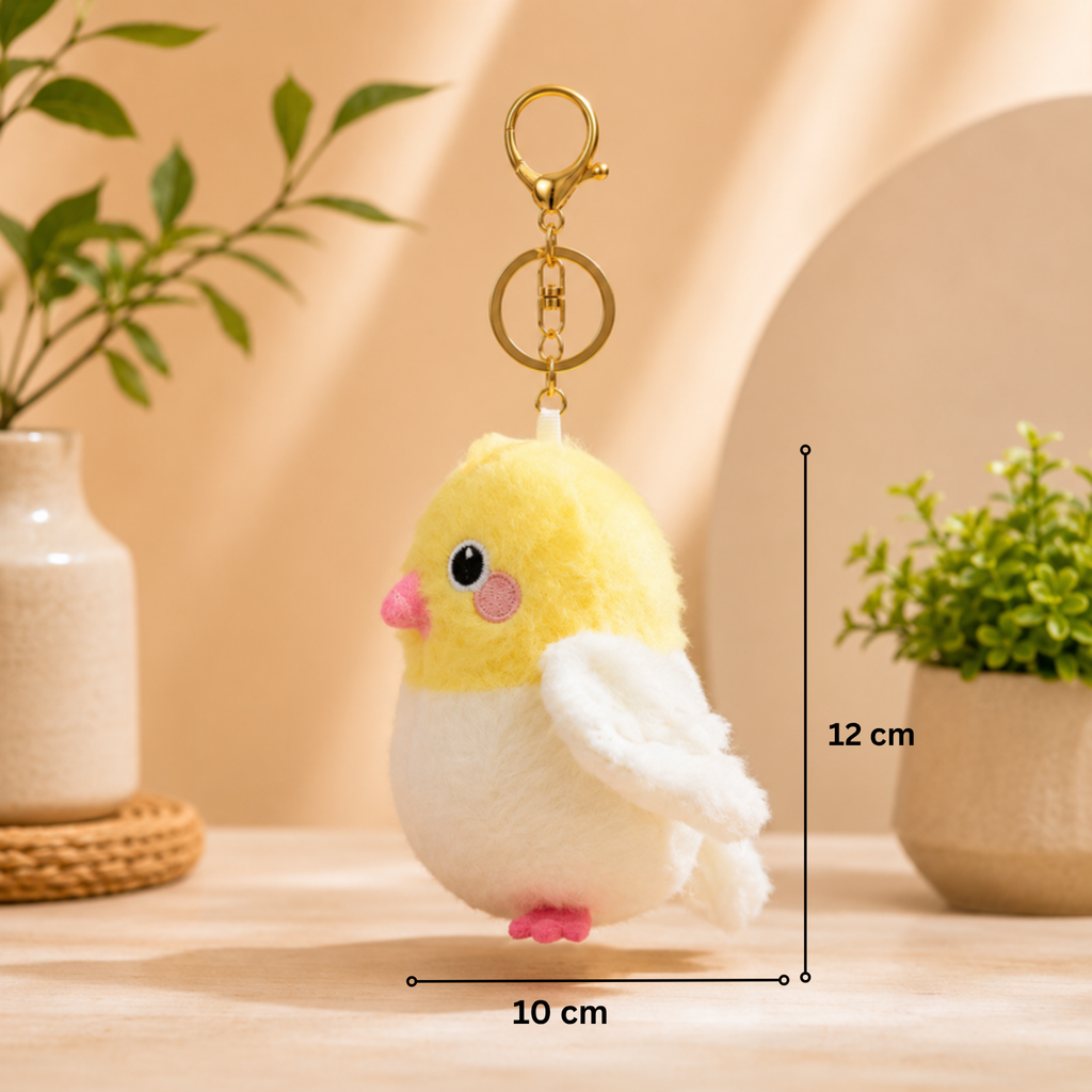 Yellow Chick Plush Bag Charm with Fluffy Wings