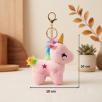 Baby Pink Unicorn Plush Bag Charm with Rainbow Mane & Gold Horn