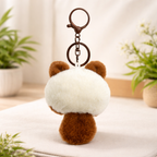 Brown & Cream Cat Plush Bag Charm with Pink Paws & Tail