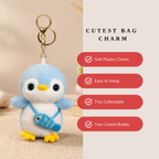 Blue Penguin Plush Bag Charm with Blue Fish Pouch