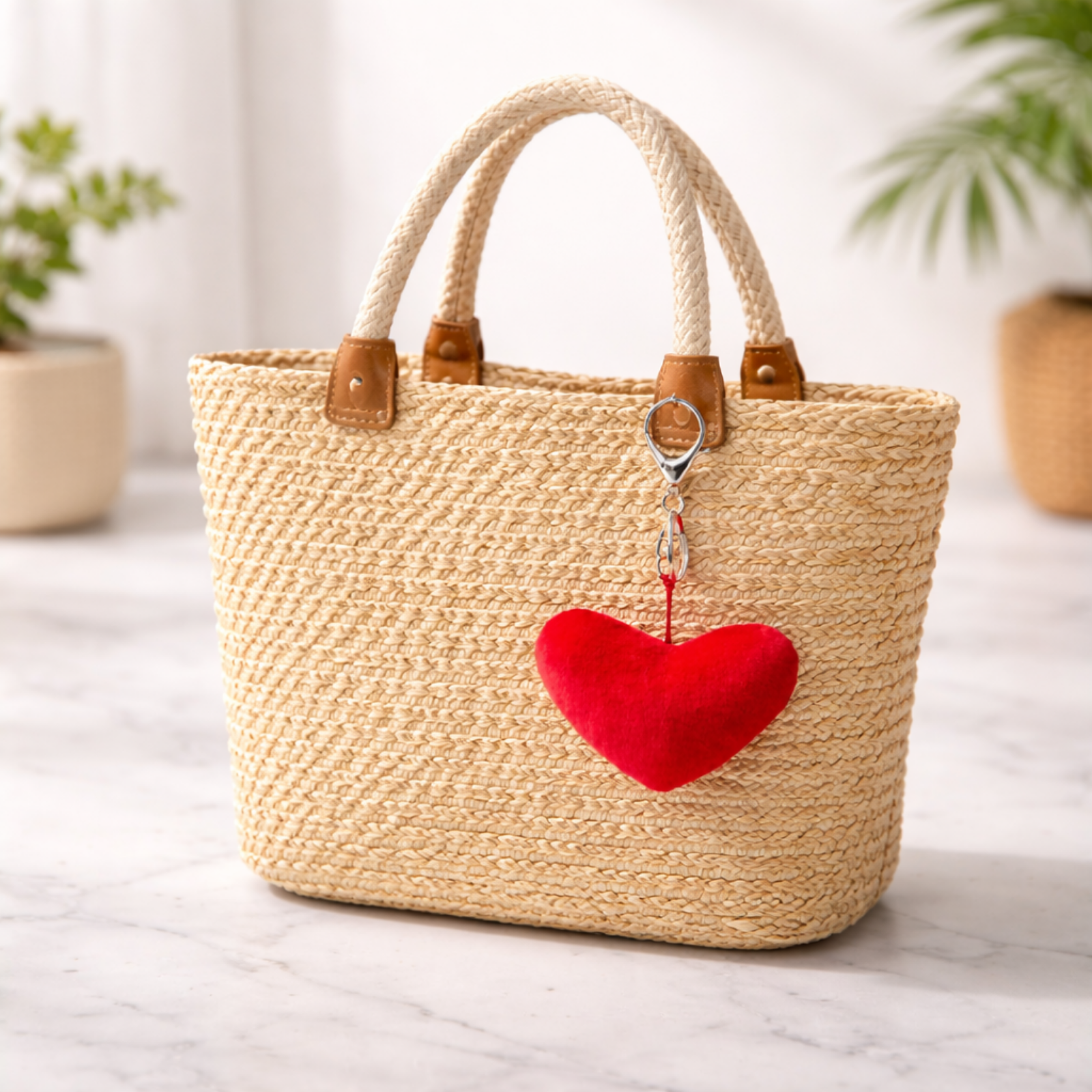 Red Heart Plush Keychain
