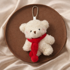 Teddy Plush Bag Charm with Knitted Scarf & Chain
