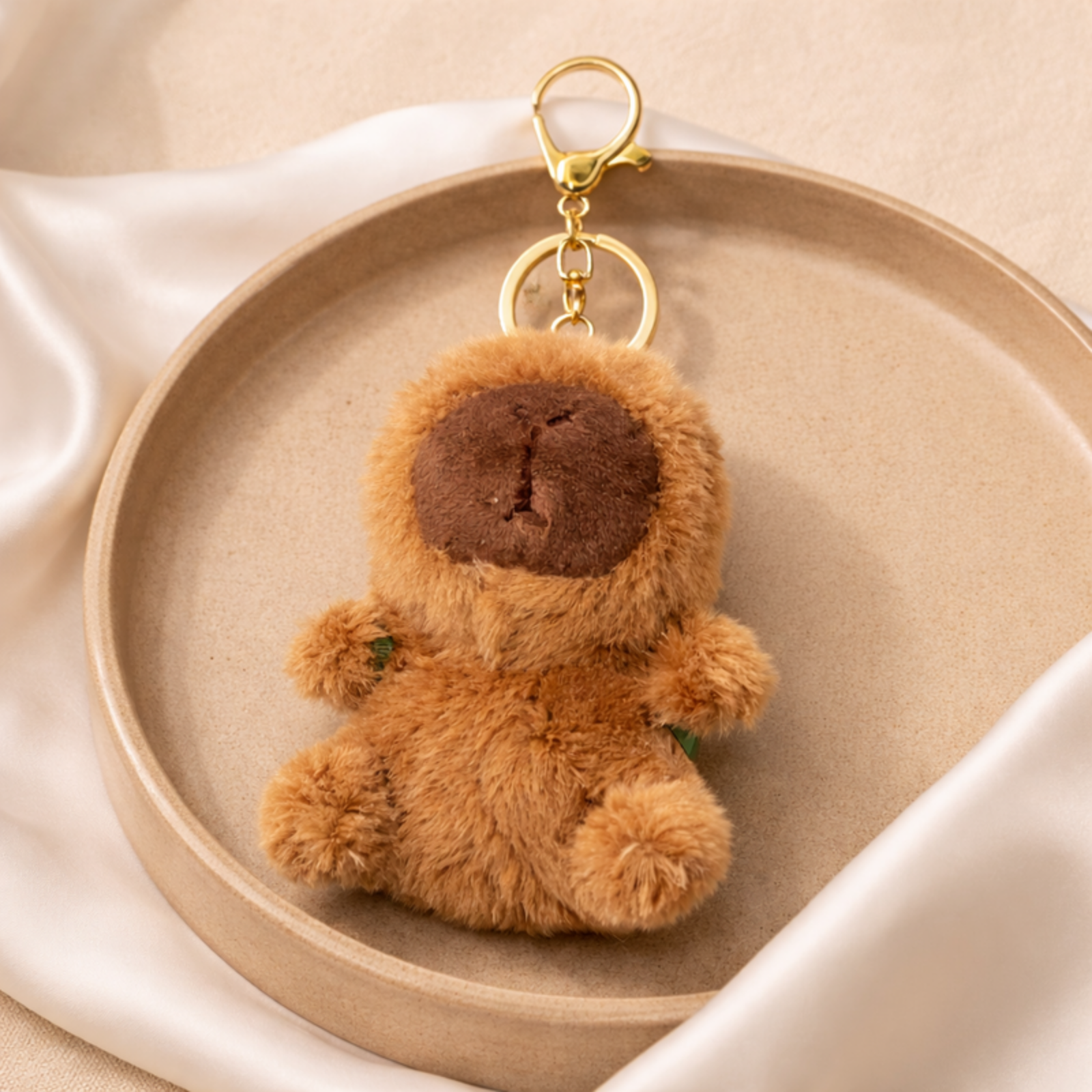 Brown Capybara Plush Bag Charm with Turtle Backpack