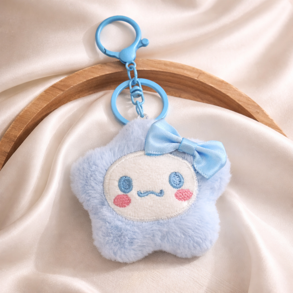 Blue Star Plush Bag Charm with Blue Bow