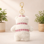 White Chef Teddy Plush Bag Charm with “Lovely” Hat & Check Apron