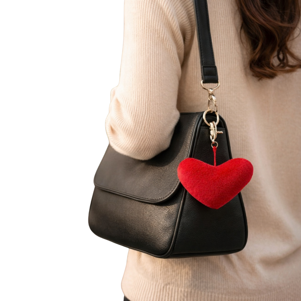 Red Heart Plush Keychain