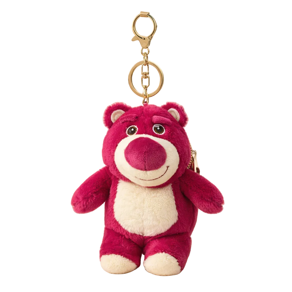 Pink Bear Plush Bag Charm with White Belly