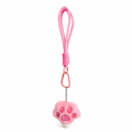Pink Plush Paw Bag Charm with Embroidered Pads & Wrist Strap