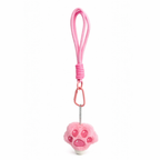 Pink Plush Paw Bag Charm with Embroidered Pads & Wrist Strap