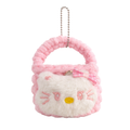 Pink Cat Plush Pouch Bag Charm with Crochet Handle