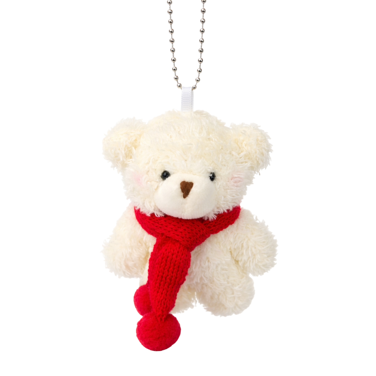 Teddy Plush Bag Charm with Knitted Scarf & Chain