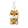 Brown Shiba Inu Plush Bag Charm with Crystal Paw & Scarf