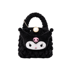 Black Cat Plush Pouch Bag Charm with Crochet Handle