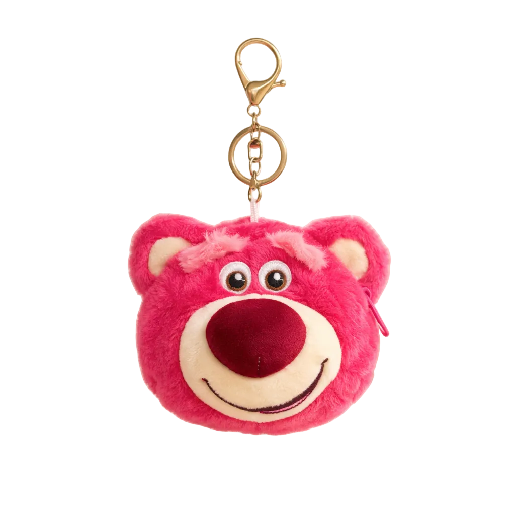 Pink Bear Plush Bag Charm with Zipper Pouch