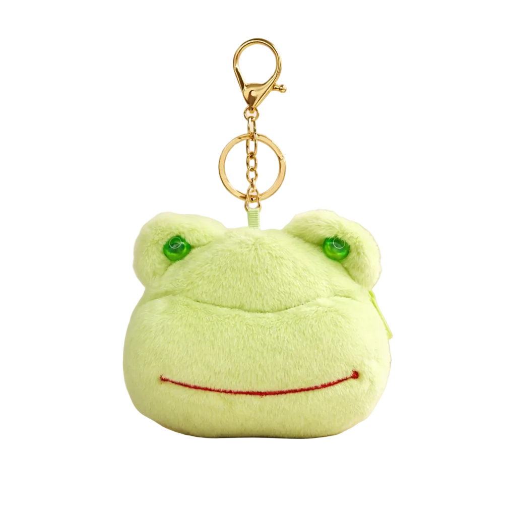Green Frog Plush Bag Charm with Zipper Pouch