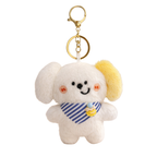 White Dog Plush Bag Charm with Yellow Ear & Bandana