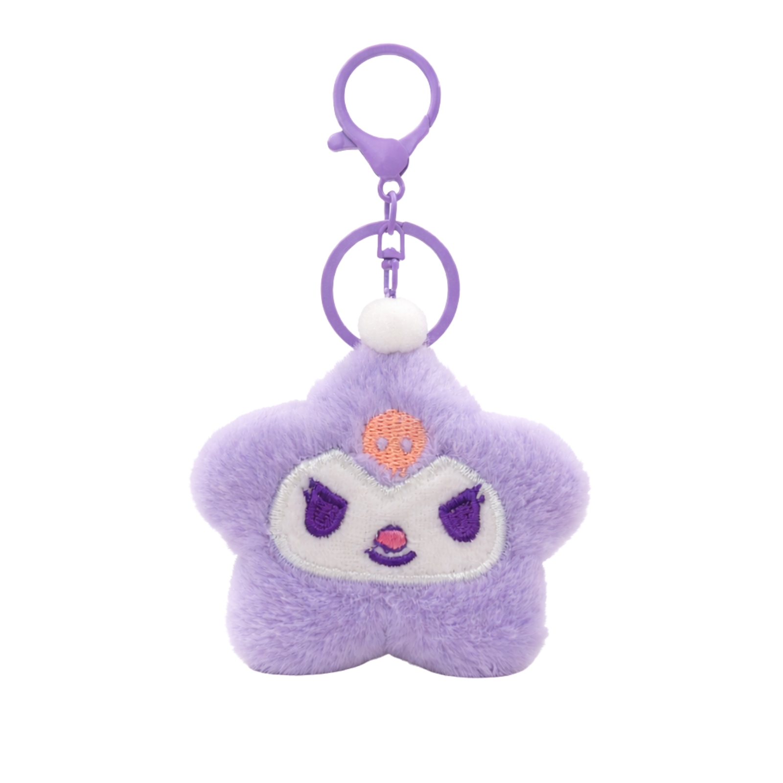 Purple Star Plush Bag Charm with Pom Pom