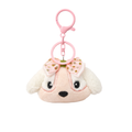 Peach Pink Cream Puppy Plush Bag Charm with Strawberry Bow