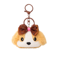 Cream Golden Brown Puppy Plush Bag Charm with Polka Dot Bow