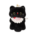 Black Cat Plush Bag Charm with Pink Bib & Red Nose