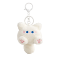 White Cat Plush Bag Charm with Blue Eyes, Pink Paws & Tail