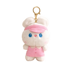 White Bunny Plush Bag Charm with Pink Dress & Headband