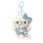 White Cat Plush Bag Charm with a Bow, Glasses & Scarf