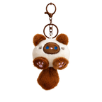 Brown & Cream Cat Plush Bag Charm with Pink Paws & Tail