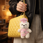 White Chef Teddy Plush Bag Charm with a “Sweet” Hat