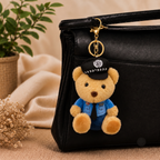 Brown Police Teddy Plush Bag Charm with Blue Uniform