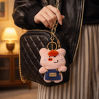 Pink Pig Plush Bag Charm with Red Beret & Outfit