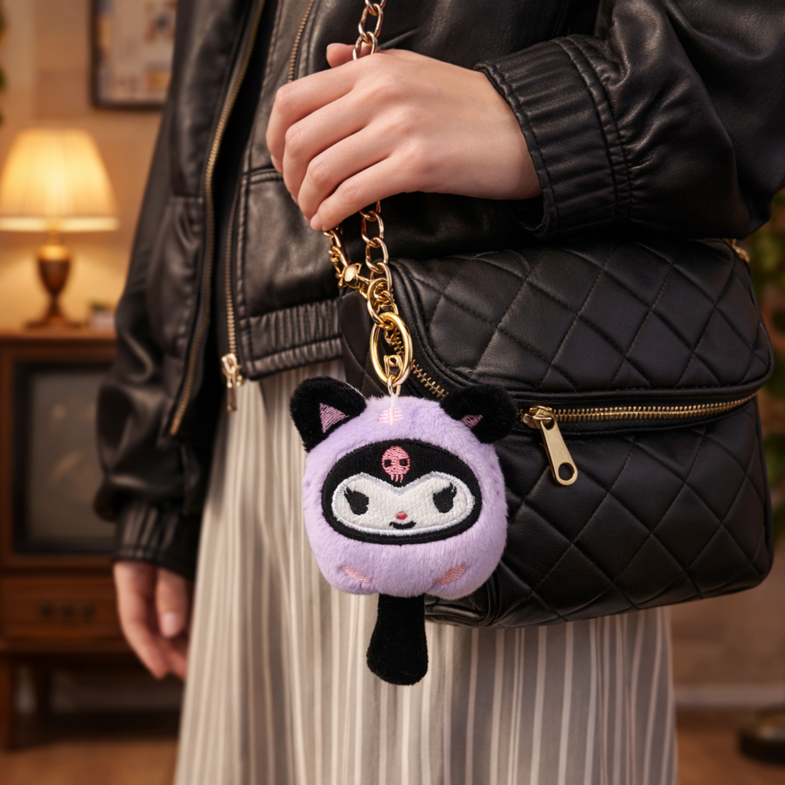 Purple Black Popsicle Plush Bag Charm