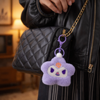Purple Star Plush Bag Charm with Pom Pom