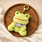 Green Frog Plush Bag Charm with Scarf