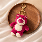 Pink Bear Plush Bag Charm with White Belly